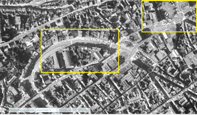 Liége - Boulevard de la Sauvenière-Place Saint-Lambert_1971_WalOnMap.PNG