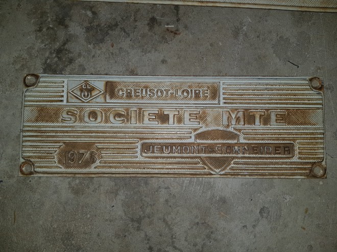 Plaque Creusot-Loire, Société MTE, Jeumont-Schneider, 1976.jpg