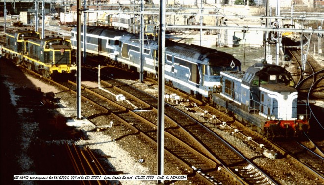 BB 66154 remorquant les BB 67441, 447 et la CC 72021 - Lyon Croix Barret - 05.02.1990.jpg