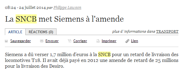 La SNCB met Siemens à l'amende- L'Echo.png