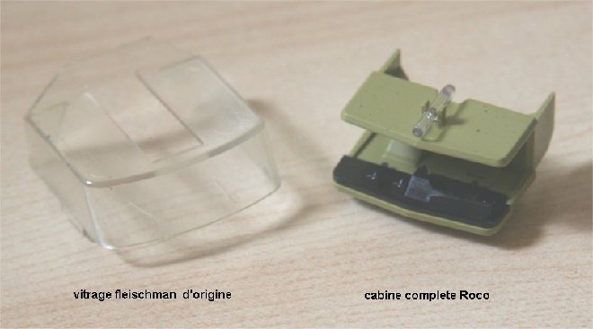 A1A-A1A cabine Roco et  vitrage Fleischmann 01 extrait.JPG